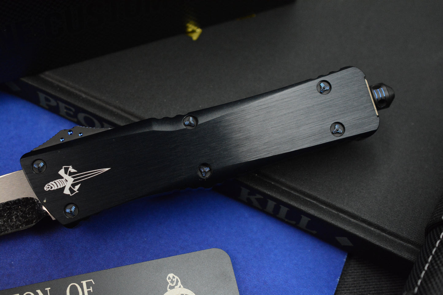 RARE MARFIONE x MICROTECH COMBAT TROODON - T/E Star Grind Cracked Ice M390 / Ano Hefted Alloy w/ Blue Ringed Ti HDW 05/2019