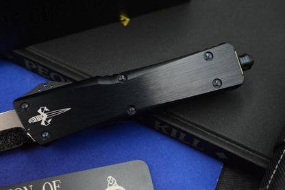 RARE MARFIONE x MICROTECH COMBAT TROODON - T/E Star Grind Cracked Ice M390 / Ano Hefted Alloy w/ Blue Ringed Ti HDW 05/2019