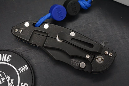 NEW Hinderer XM-18 3.5 BOWIE Battle Black Ti-Blue G10 Magna Blade  w/ JRW Beads