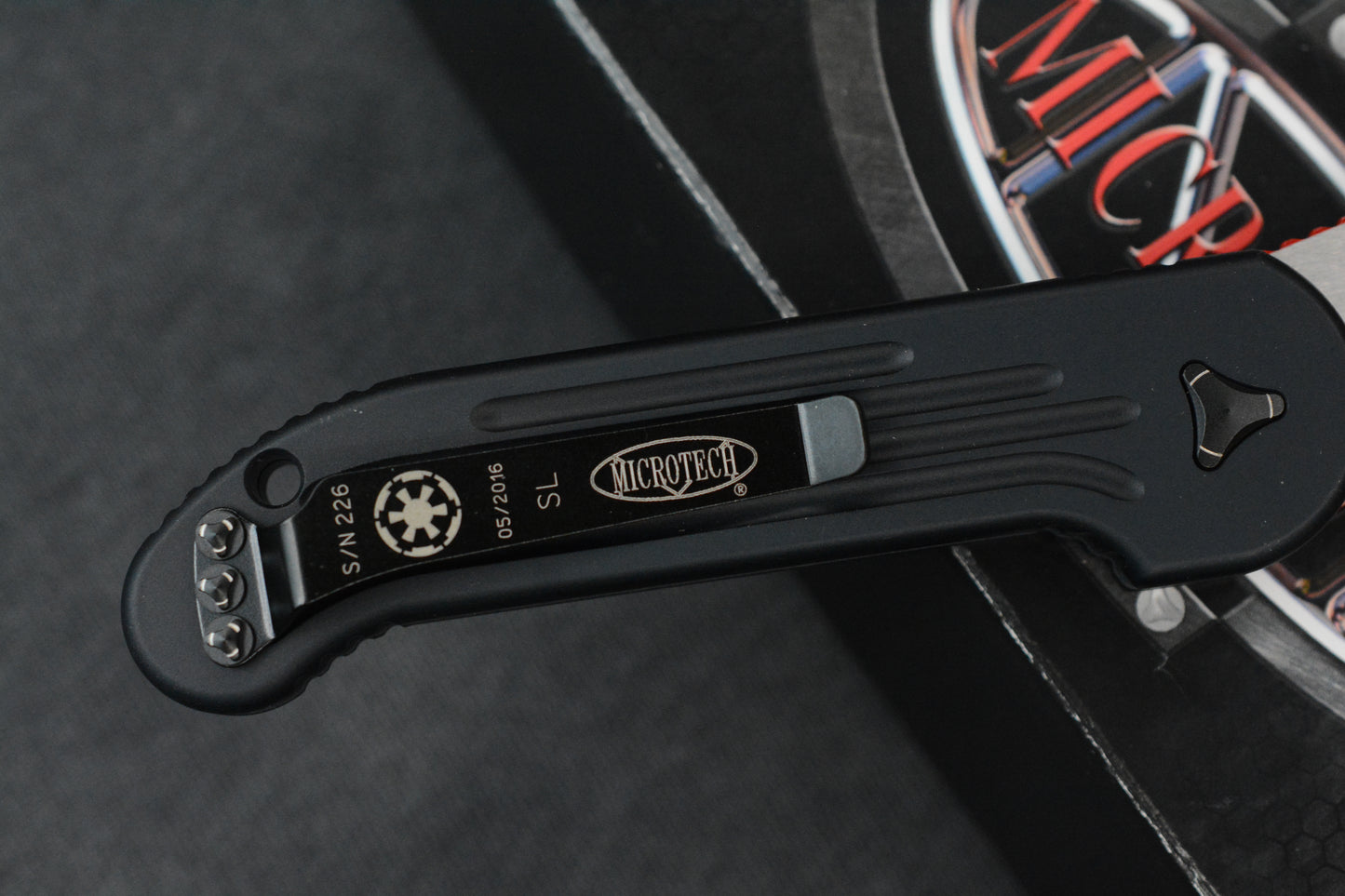 RARE Microtech LUDT Sith Lord Red Elmax Blade / Milled Black Handles SN 226 05/2016