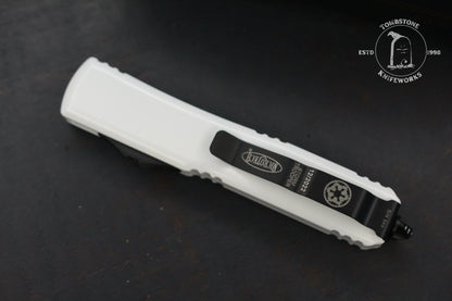 Microtech Ultratech D/E Storm Trooper White Deep Engraved Full Serrated SnN 044