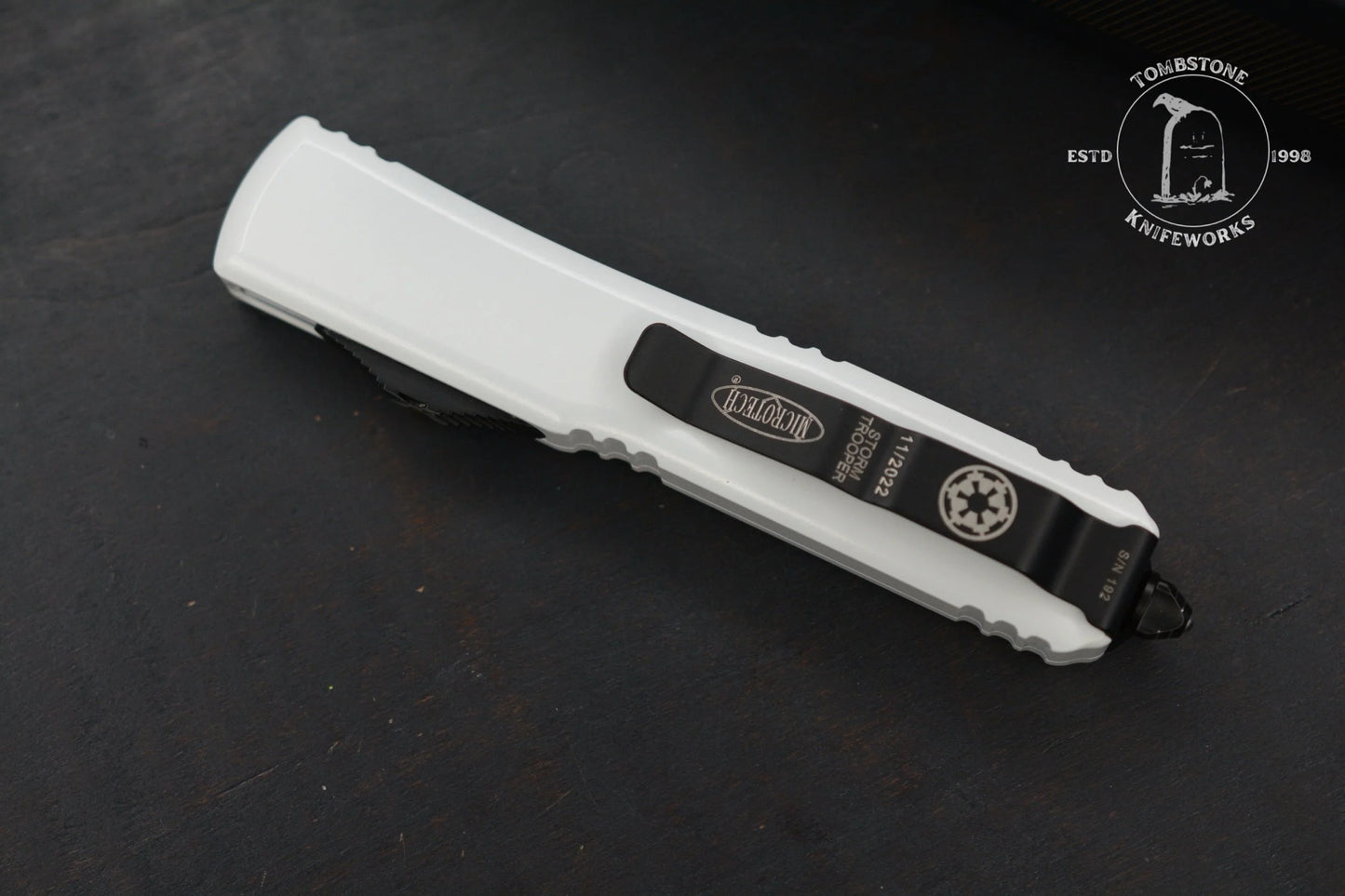 Microtech Ultratech S/E STD Storm Trooper White Deep Engraved