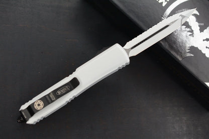 Microtech Ultratech D/E Storm Trooper White Deep Engraved Full Serrated SnN 044