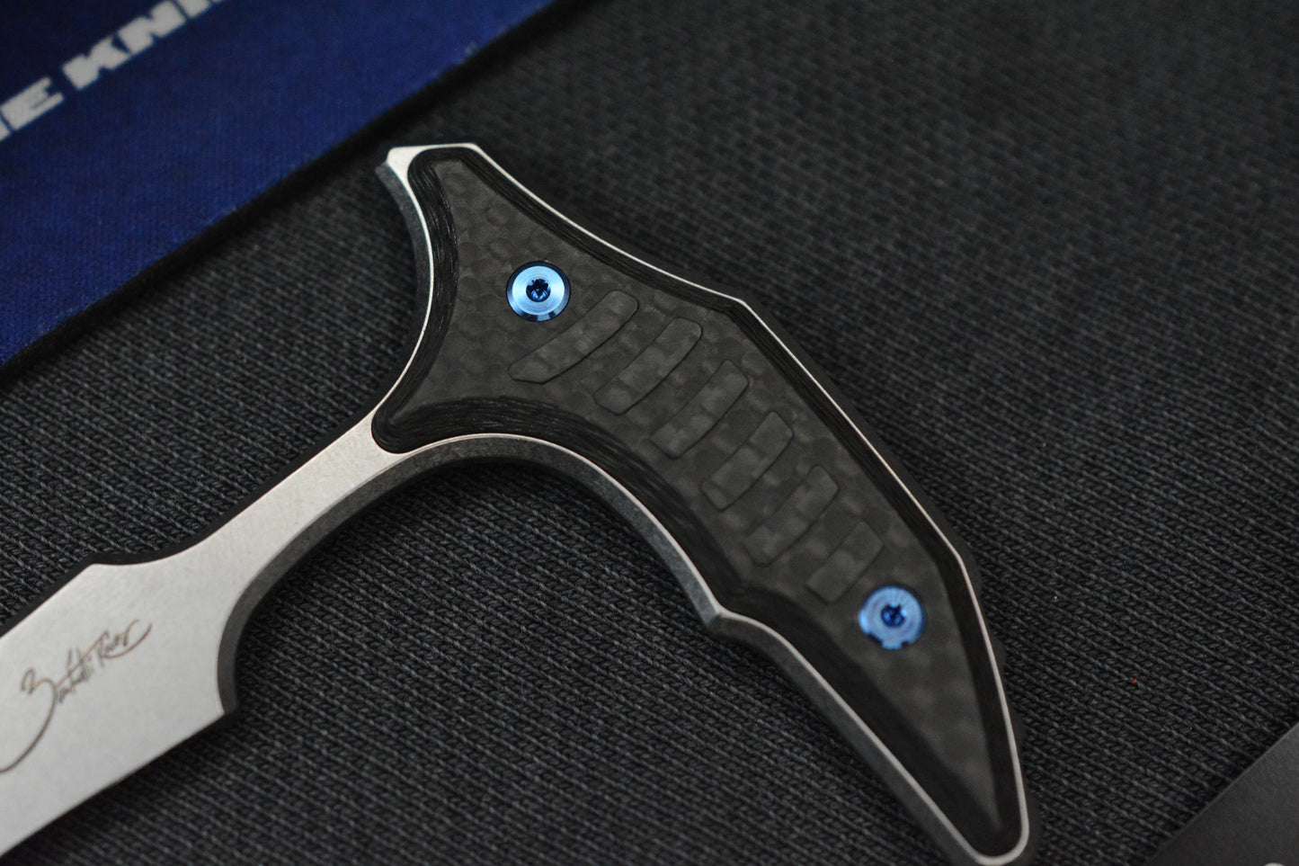 NEW Microtech x Bastinelli Bee SW Non Serr / Carbon Fiber / Blue Ti HDW Marfione Selects w/COA