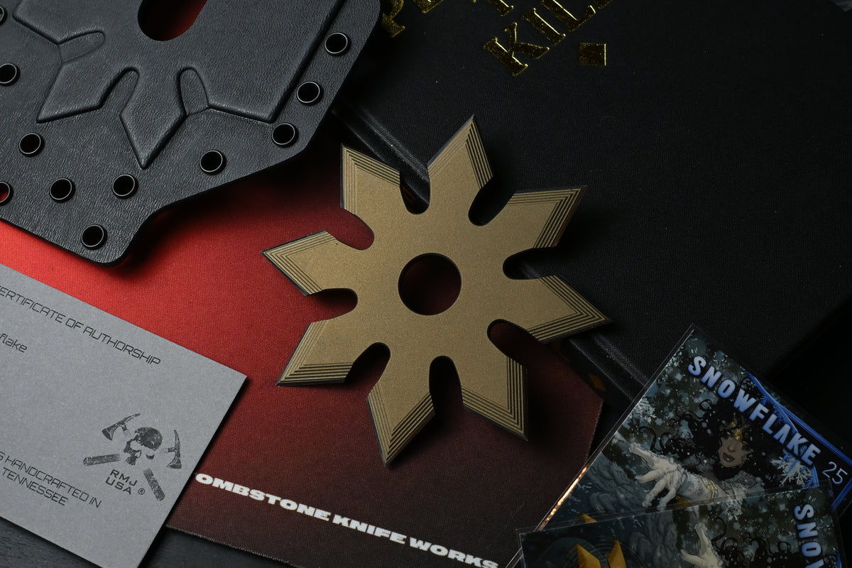 RARE RMJ Snowflake Ninja Throwing Star - Bronze Cerakote 1075 w/ Kydex Sheath