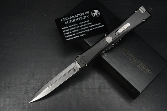 NEW Microtech Nemesis IV OTF - Stonewash D/E Black Aluminum Handle