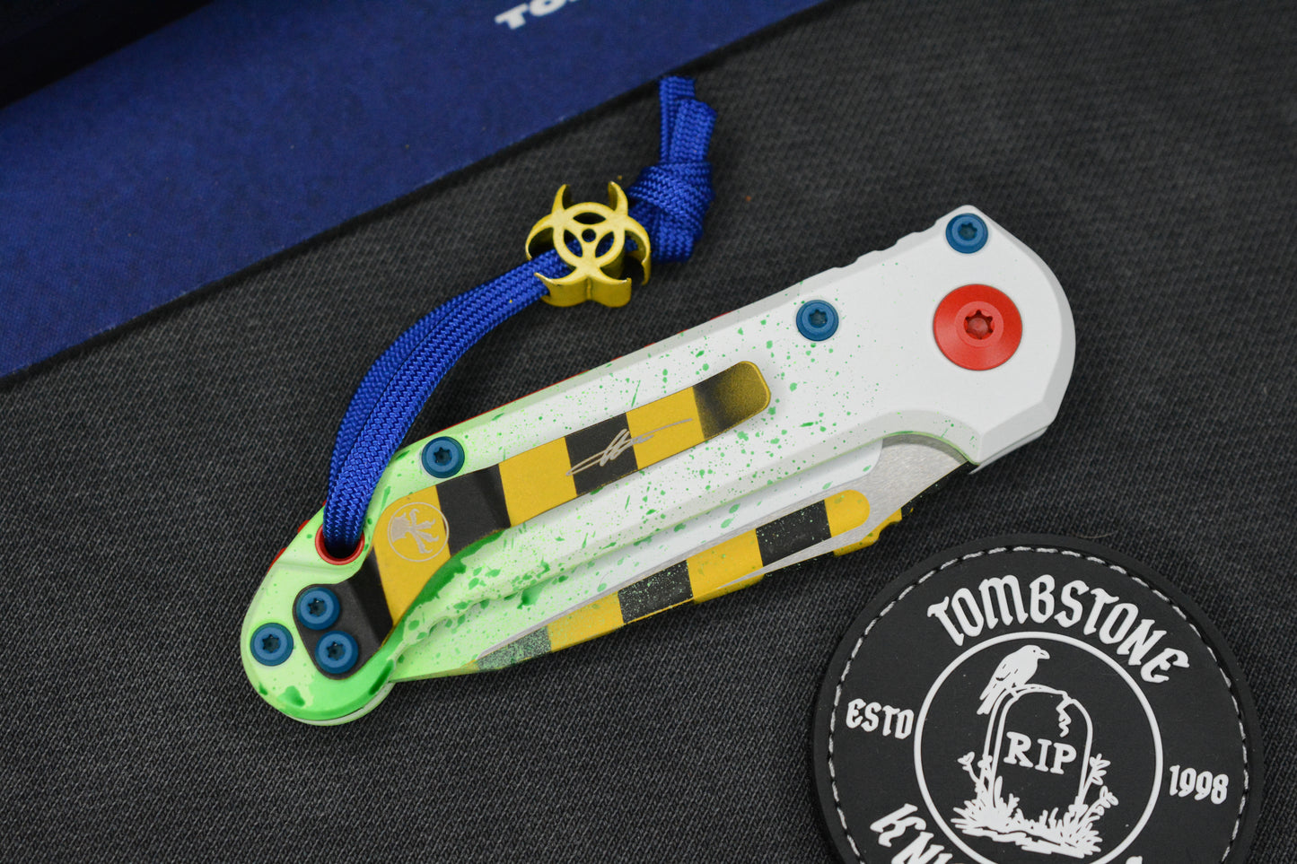 NEW Microtech LUDT Gen-III T/E - “Caution Tape” White Slime Ghostbuster Special Edition