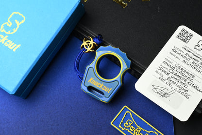 NEW Swampy EDC Aligator SFK - Fallout Special Edition - Blue / Yellow Cerakote w/ Patch & Bead