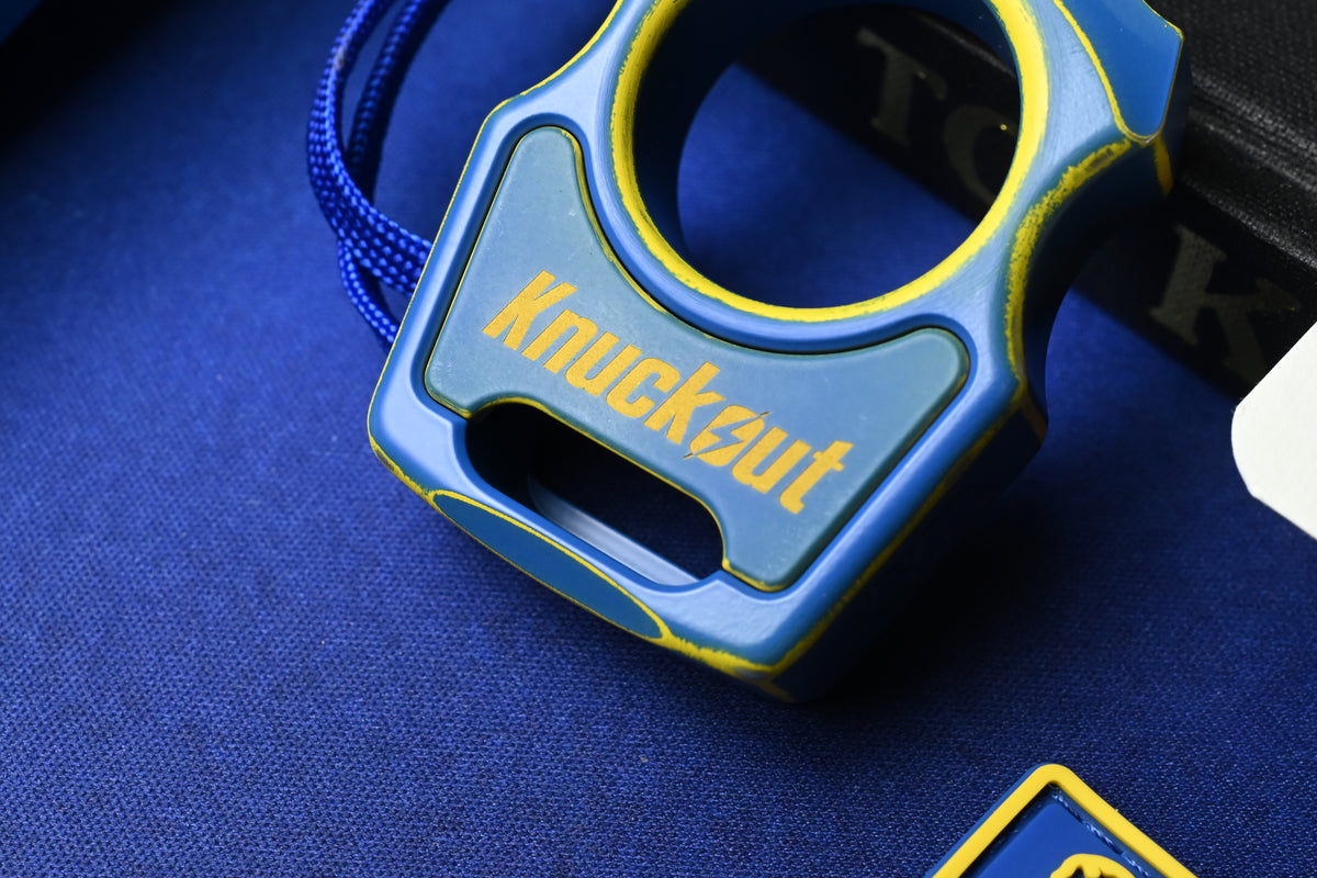 NEW Swampy EDC Aligator SFK - Fallout Special Edition - Blue / Yellow Cerakote w/ Patch & Bead