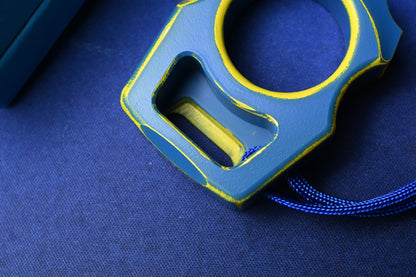 NEW Swampy EDC Aligator SFK - Fallout Special Edition - Blue / Yellow Cerakote w/ Patch & Bead