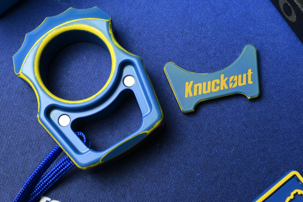 NEW Swampy EDC Aligator SFK - Fallout Special Edition - Blue / Yellow Cerakote w/ Patch & Bead