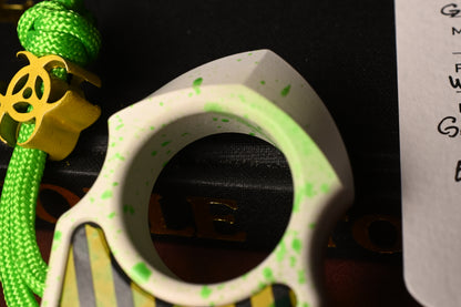 RARE Swampy EDC Shark Ghostbuster Edition - White Cerakote / Green Splatter w/ Biohazard Bead