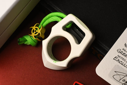 RARE Swampy EDC Shark Ghostbuster Edition - White Cerakote / Green Splatter w/ Biohazard Bead