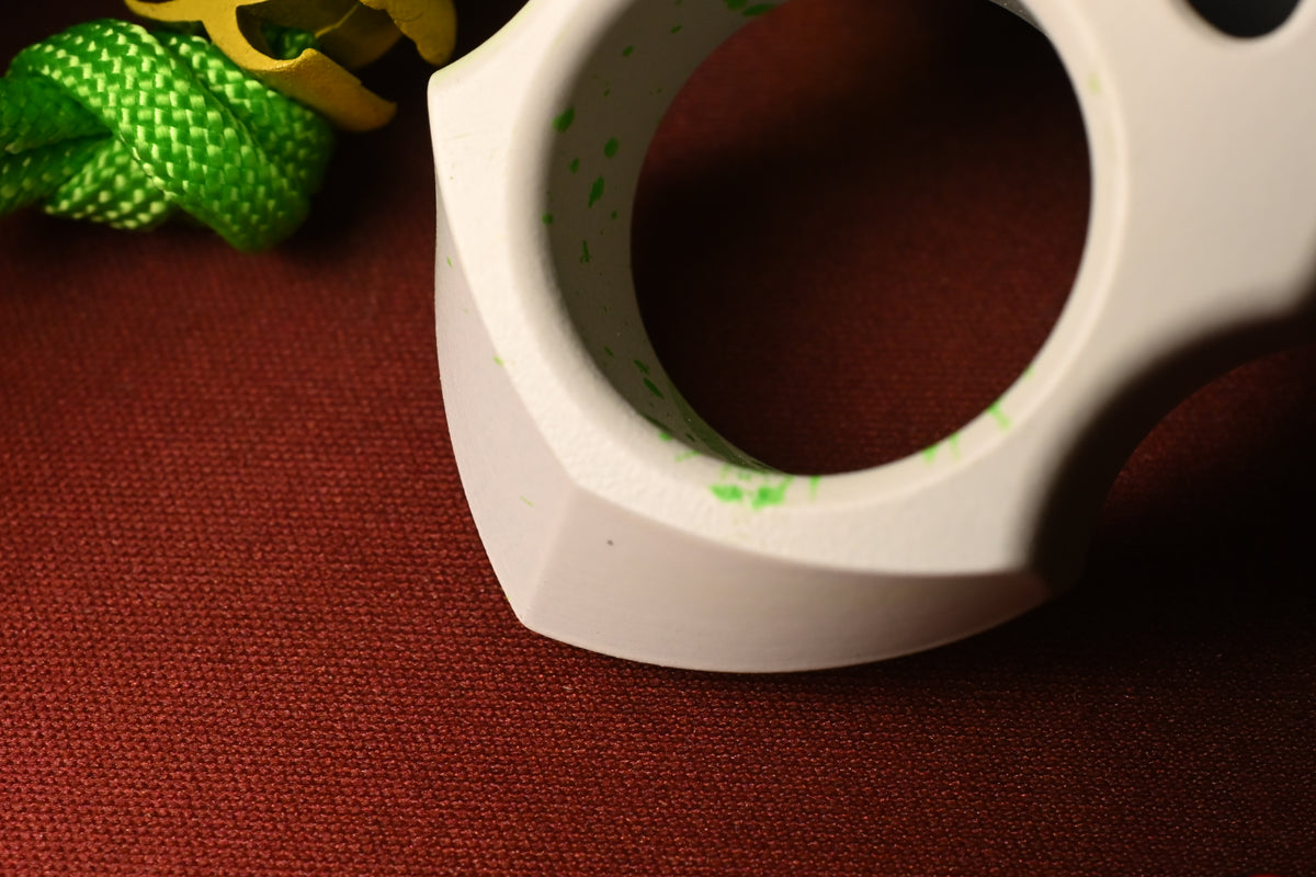 RARE Swampy EDC Shark Ghostbuster Edition - White Cerakote / Green Splatter w/ Biohazard Bead
