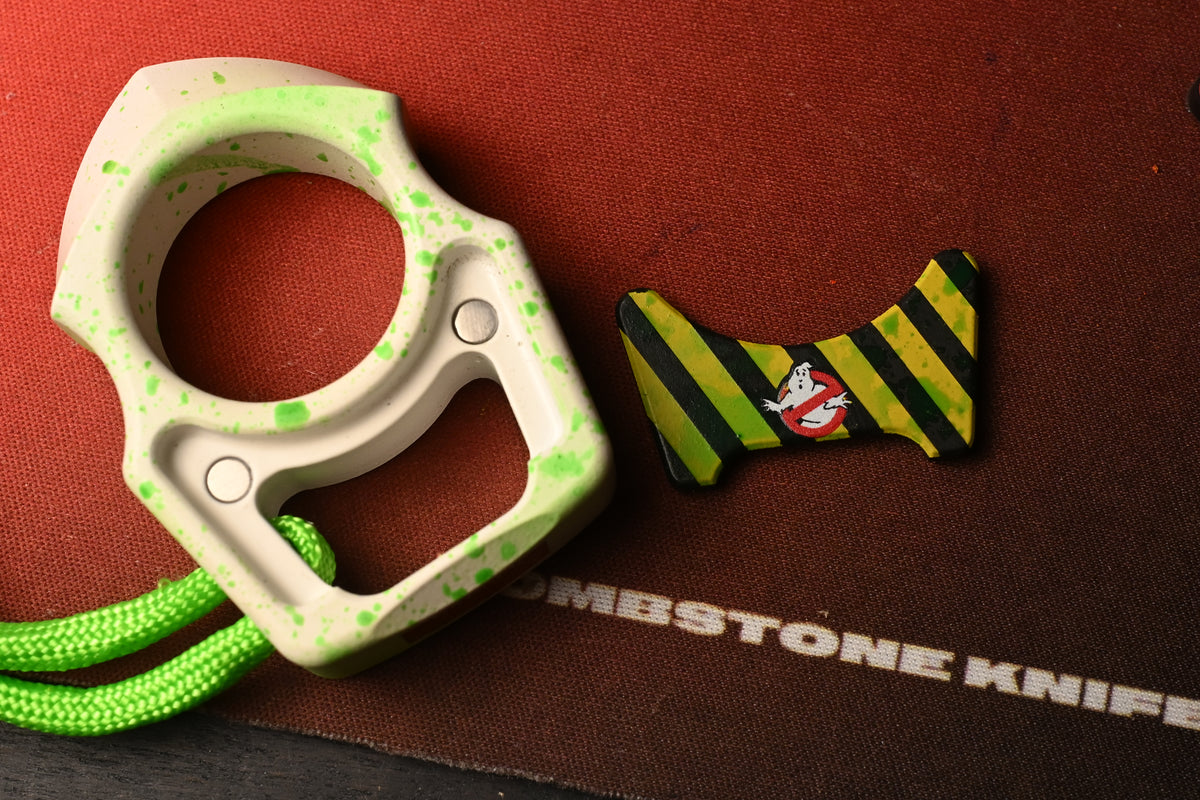RARE Swampy EDC Shark Ghostbuster Edition - White Cerakote / Green Splatter w/ Biohazard Bead