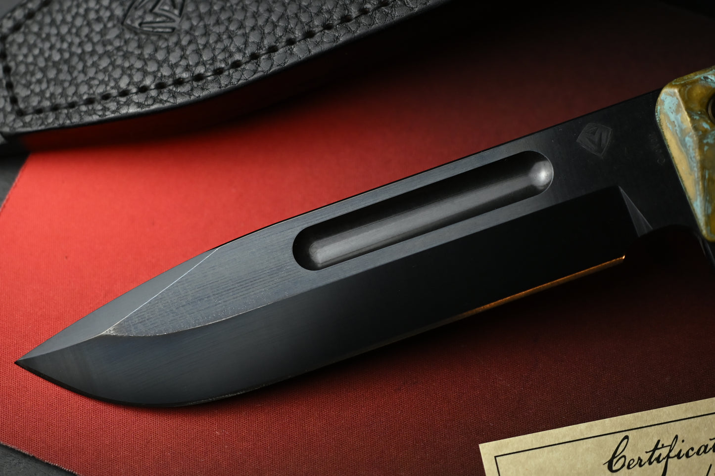 NEW Medford Trench Knife “Doughboy” Edition - 1095 Black Oxide / Battlefield Patina Brass Handles w/ COA & Black Leather Sheath