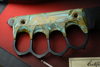 NEW Medford Trench Knife “Doughboy” Edition - 1095 Black Oxide / Battlefield Patina Brass Handles w/ COA & Black Leather Sheath