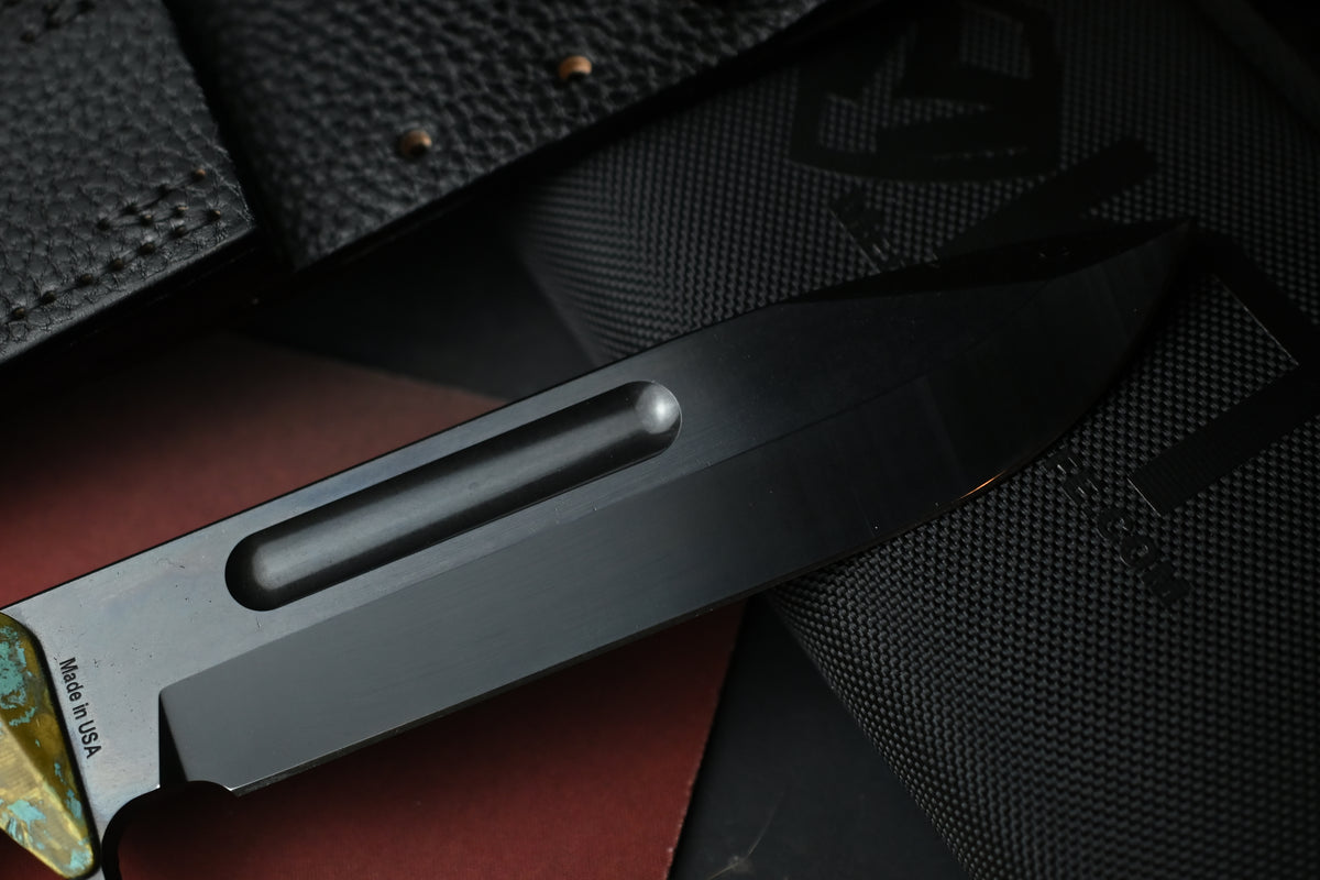 NEW Medford Trench Knife “Doughboy” Edition - 1095 Black Oxide / Battlefield Patina Brass Handles w/ COA & Black Leather Sheath