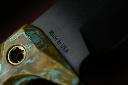 NEW Medford Trench Knife “Doughboy” Edition - 1095 Black Oxide / Battlefield Patina Brass Handles w/ COA & Black Leather Sheath