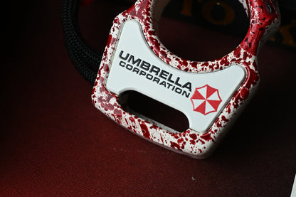 RARE Swampy EDC Shark Resident Evil Edition - White Cerakote / Blood Splatter w/ Red Biohazard Bead