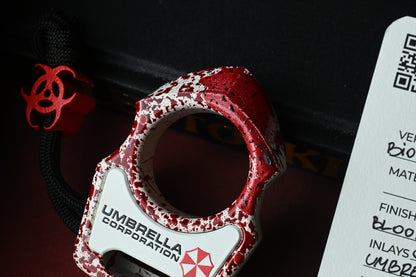 RARE Swampy EDC Shark Resident Evil Edition - White Cerakote / Blood Splatter w/ Red Biohazard Bead
