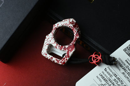 RARE Swampy EDC Shark Resident Evil Edition - White Cerakote / Blood Splatter w/ Red Biohazard Bead