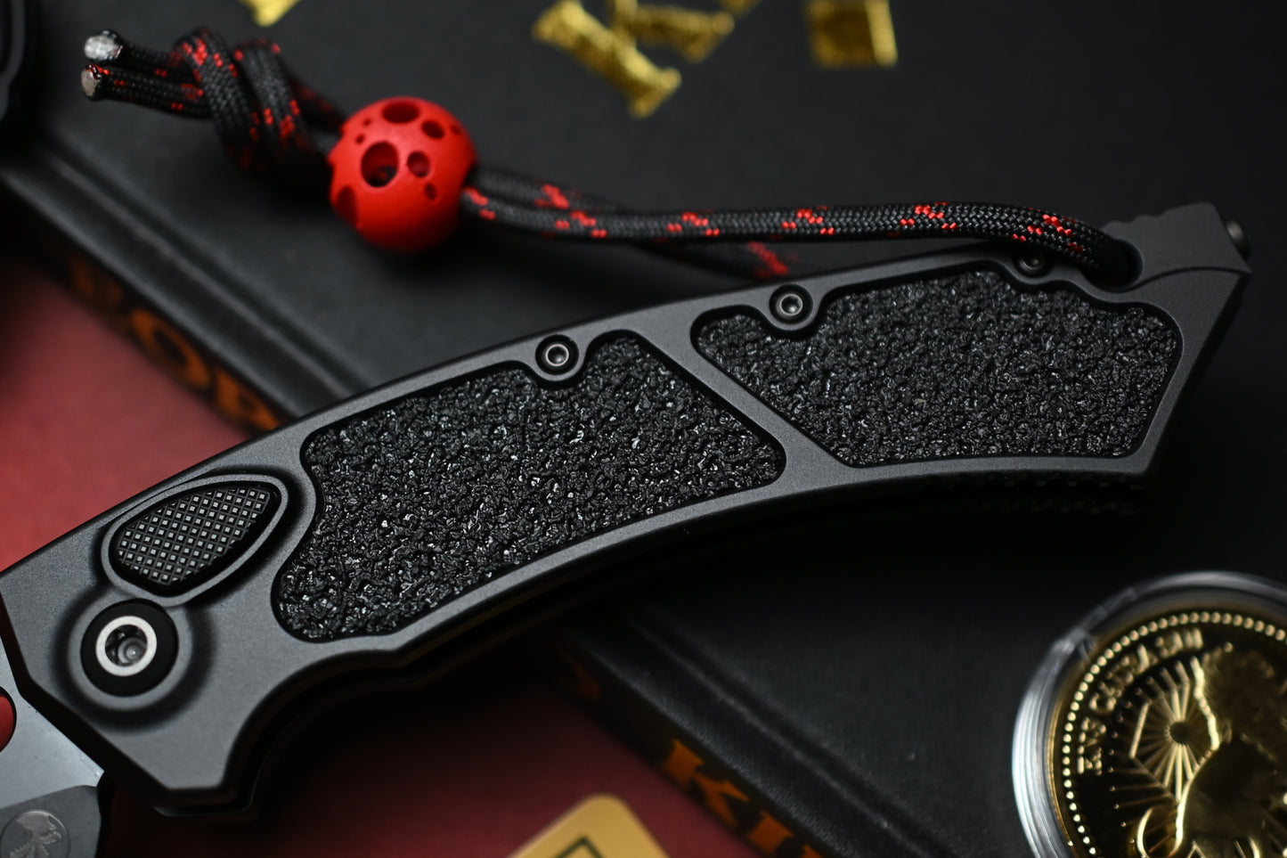 NEW Microtech Hawk Auto SHADOW Black w/ Playge Bead & Wick Pack