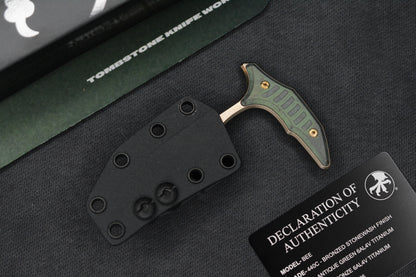 NEW Microtech Bee Push Dagger - Bronze Ano 440C / Antique Green Ti