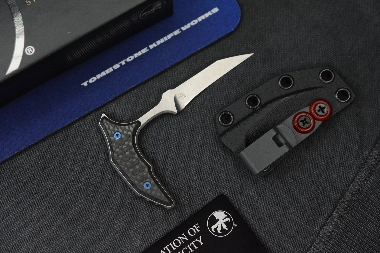 NEW Microtech x Bastinelli Bee SW Non Serr / Carbon Fiber / Blue Ti HDW Marfione Selects w/COA