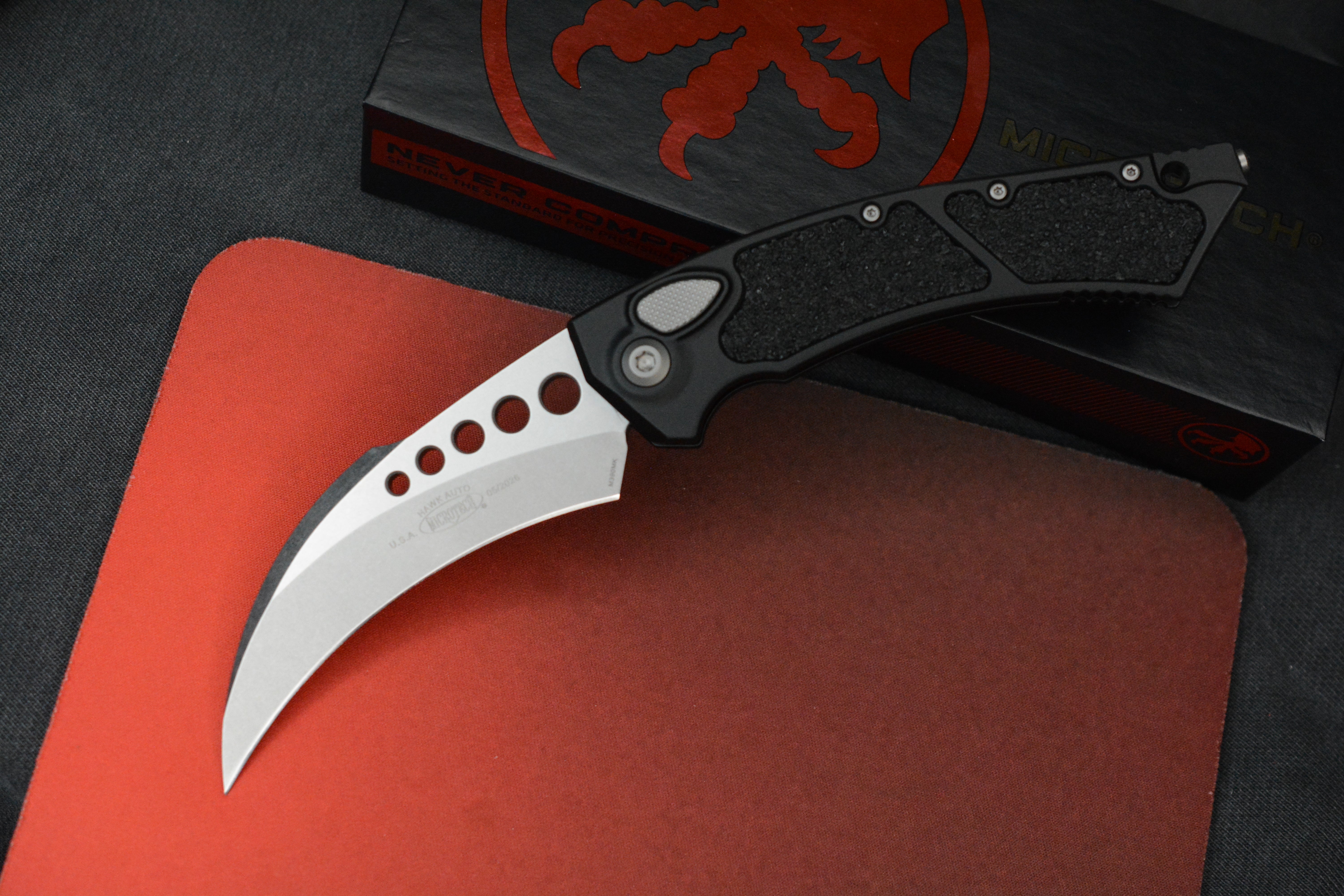 NEW Microtech Hawk Auto 4” Apocalyptic / Black Aluminum – Tombstone ...