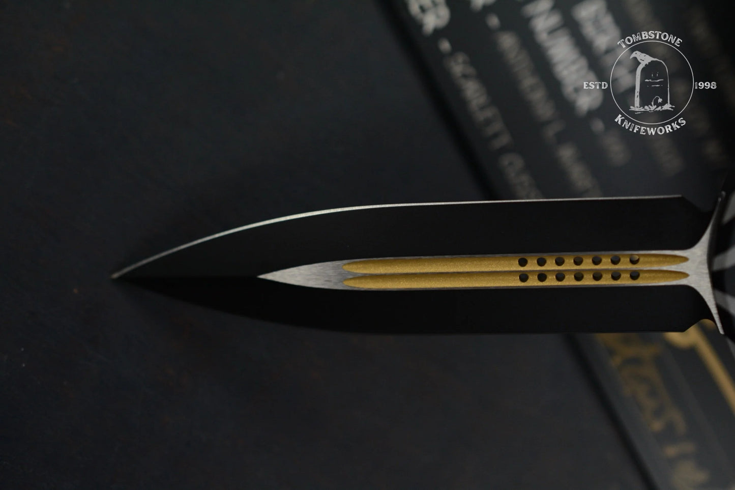 Microtech Hera Two Toned Black w/ Gold Accents Aircraft Alloy w/ Source Artwork