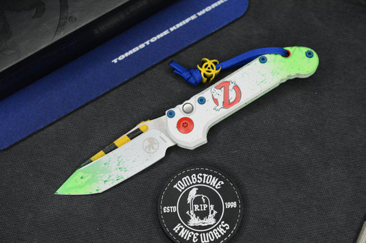 NEW Microtech LUDT Gen-III T/E - “Caution Tape” White Slime Ghostbuster Special Edition