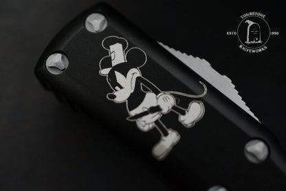 RARE Microtech UTX-85 D/E - Steamboat Willie Black/ White
