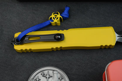 NEW Microtech Ultratech Gen IV D/E Yellow/ Black w/ Fallout Pack (Radioactive Bead & Nuka Cola Coin)