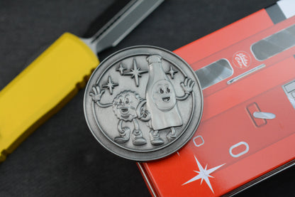 NEW Microtech Ultratech Gen IV D/E Yellow/ Black w/ Fallout Pack (Radioactive Bead & Nuka Cola Coin)