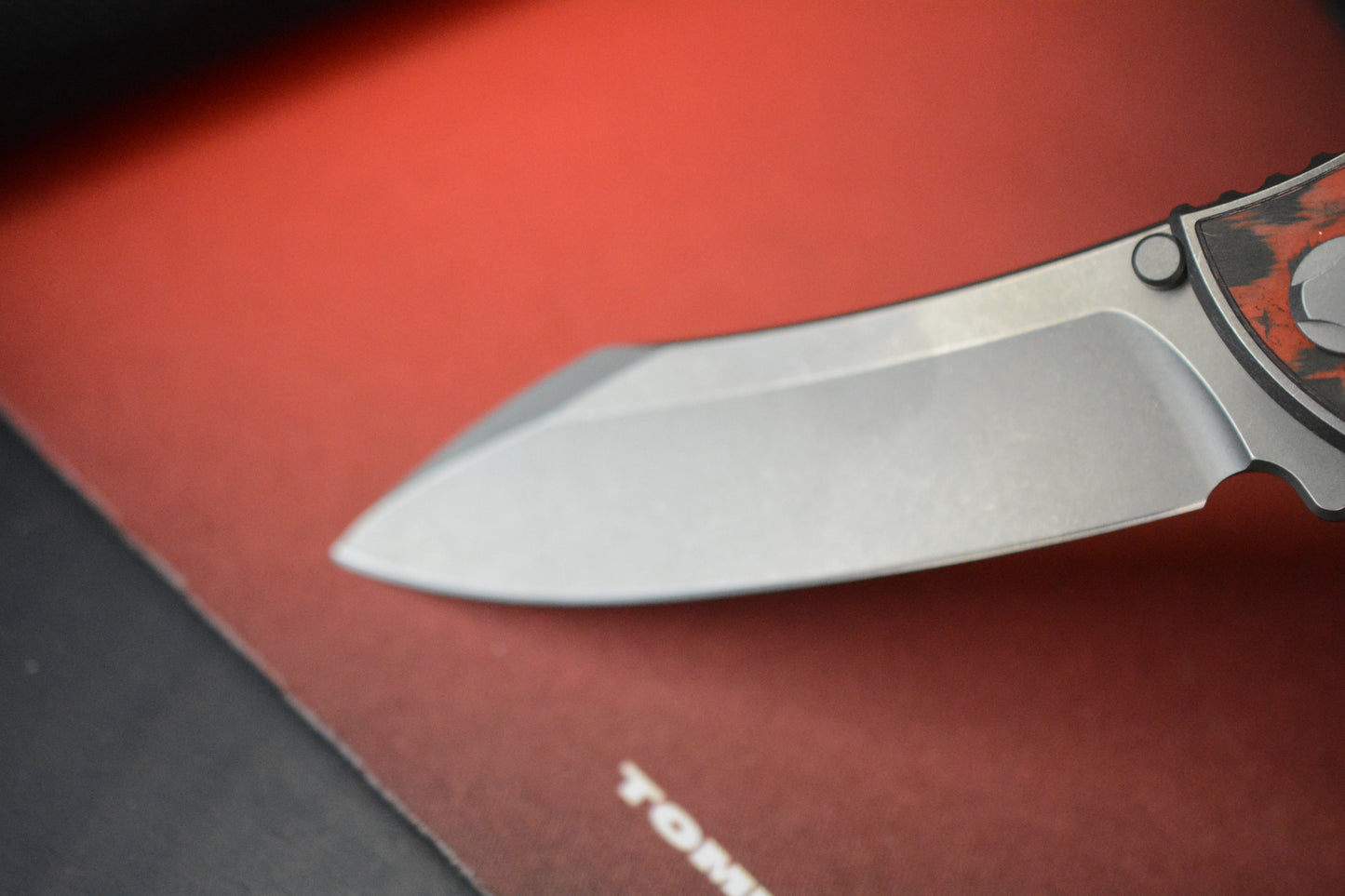 NEW Hawk Knives Talon Auto - Red Lava Flow Carbon Fiber Bright Washed w/ Custom Ti Bead