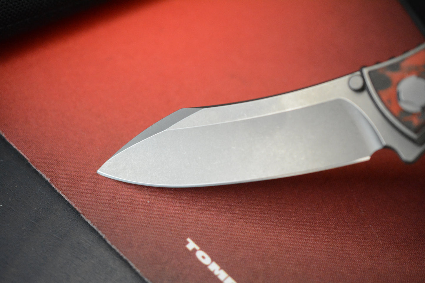 NEW Hawk Knives Talon Auto - Red Lava Flow Carbon Fiber Bright Washed w/ Custom Ti Bead