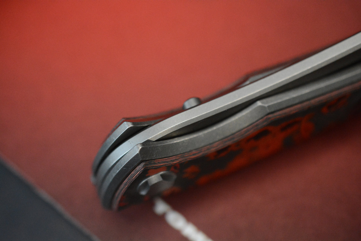 NEW Hawk Knives Talon Auto - Red Lava Flow Carbon Fiber Bright Washed w/ Custom Ti Bead