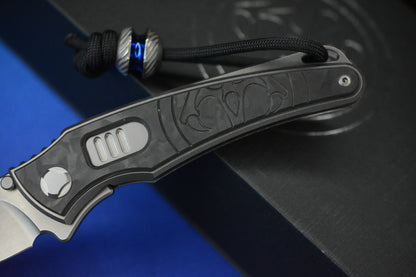 NEW Hawk Knives Talon Auto - Black Carbon Fiber / Bright Wash M390 w/ Custom Handmade Bead