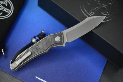 NEW Hawk Knives Talon Auto - Black Carbon Fiber / Bright Wash M390 w/ Custom Handmade Bead