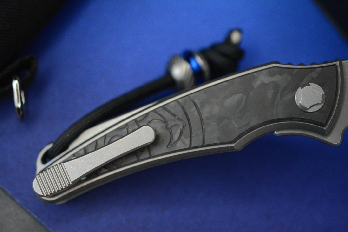 NEW Hawk Knives Talon Auto - Black Carbon Fiber / Bright Wash M390 w/ Custom Handmade Bead