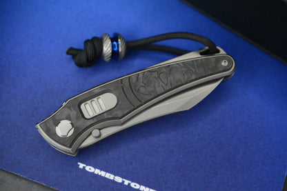 NEW Hawk Knives Talon Auto - Black Carbon Fiber / Bright Wash M390 w/ Custom Handmade Bead