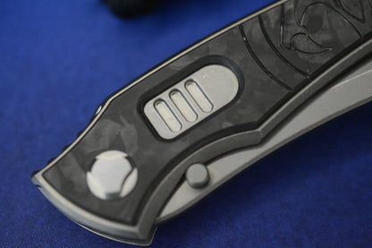 NEW Hawk Knives Talon Auto - Black Carbon Fiber / Bright Wash M390 w/ Custom Handmade Bead