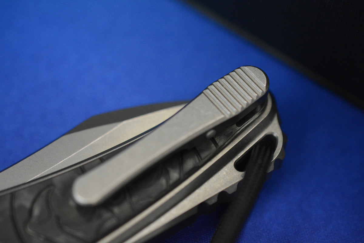 NEW Hawk Knives Talon Auto - Black Carbon Fiber / Bright Wash M390 w/ Custom Handmade Bead