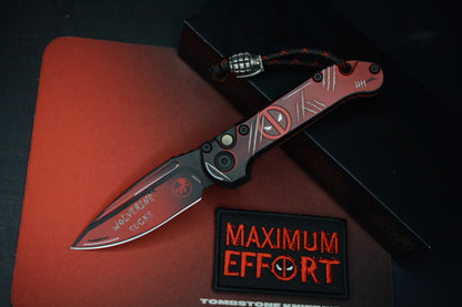 RARE Microtech LUDT III Drop Point - Deadpool Limited Edition w/ Grenade Bead & Patch