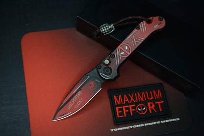 RARE Microtech LUDT III Drop Point - Deadpool Limited Edition w/ Grenade Bead & Patch