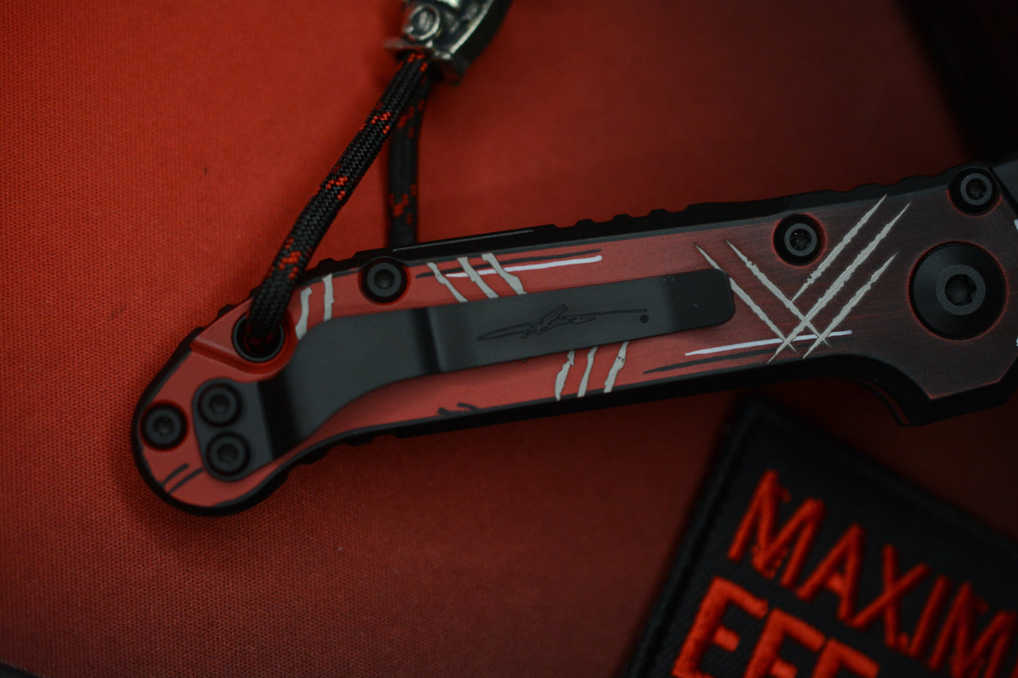 RARE Microtech LUDT III Drop Point - Deadpool Limited Edition w/ Grenade Bead & Patch