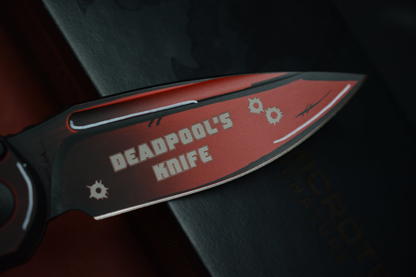 RARE Microtech LUDT III Drop Point - Deadpool Limited Edition w/ Grenade Bead & Patch