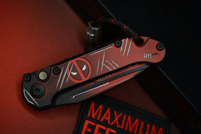 RARE Microtech LUDT III Drop Point - Deadpool Limited Edition w/ Grenade Bead & Patch