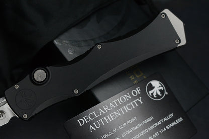 NEW Microtech Halo IV Marfione Selects Black - Clip Point  Hardcoat Aircraft Alloy w/ DOA 10/2025
